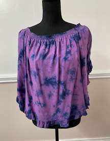 NWT  Purple and Navy Tie Dye Blouse