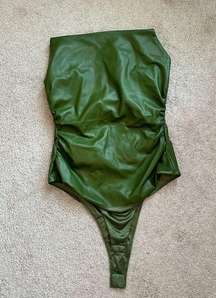 Green Faux Leather Bodysuit