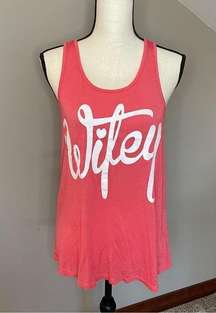 Acting Pro Coral Pink White Racerback Wifey Tank Top Small