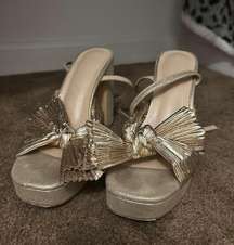 Gold Shimmer Bow Heels