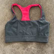 Jo + Jax sports bra. Elastic bottom with logo. Color- gray/hot pink. Size-XSA
