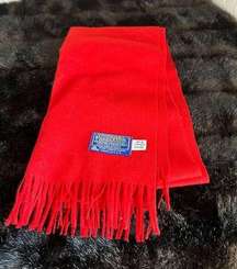 Vintage Pendleton 100% Virgin Wool Fringed Scarf Solid Red Outdoors Wrap USA