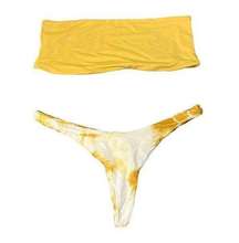 NWT Dippin Daisy's Honey Marble Tie Dye Bikini Bandeau Thong Golden Yellow XL