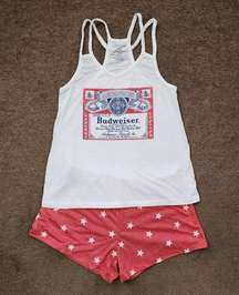 White/Red Budweiser Star Sleep Set, Women's XS