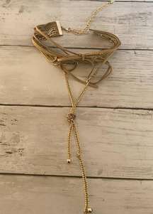 5/$25 Revolve Ettika Bow Choker Necklace in Tan/Gold