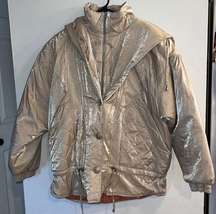 MULBERRY STREET Vintage Women’s Light Gold Shimmer Hooded Puffer Coat Size M