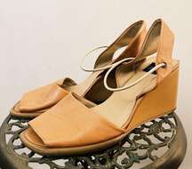 Vintage 90s Italian Tan Wedge Heels 9.5