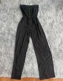 NWT  black strapless jumpsuit with pockets XS