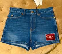 Authentic New With Tags Gucci Denim Shorts with Gucci Patch