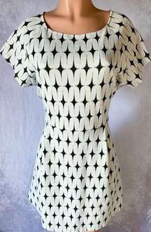 - Cream White & Black, Abstract, Mini Dress