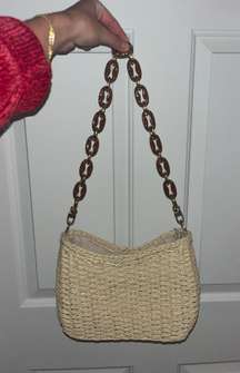 Woven Straw Shoulder Purse 