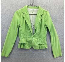 Better B. Lime Green Blazer Micro Corduroy Double Breasted Faux Pockets USA Made