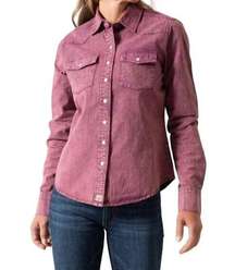 Kimes Ranch Kaycee Shirt Womens M Wine Purple Pearl Snap Pockets Western Top