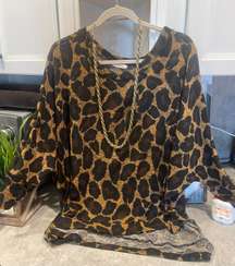 Women's Leopard Knitted Sweater Long Sleeve One Size