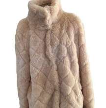 Beulah faux fur pink/beige jacket snap closure L