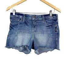 Silver Jeans Aiko Short 28 Light Wash Blue Denim Distressed Cut Off Fray Stretch