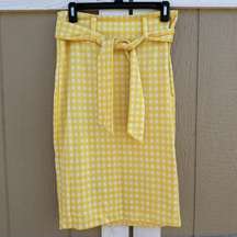 New Cato Yellow White Gingham Plaid Pencil Skirt Women's Size XS Spring Easter