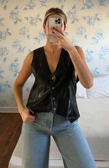 Faux Leather Black Vest