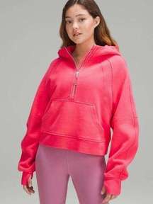 Lululemon XL XXL Scuba Oversized Half Zip Hoodie Sweatshirt Lip Gloss Pink