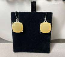 Cushion Cut Light Yellow Lever Back Dangle Earrings