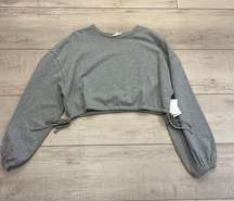 Open edit cropped grey sweatshirt