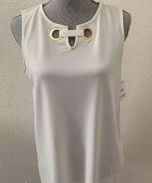 Kasper White Top Small S New NWT Grommets sleeveless Beautiful RARE HTF GORGEOUS