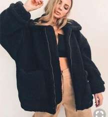 I AM GIA Teddy Coat Black Oversized Sherpa Long Coat Size Small