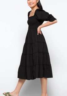 NWT HILL HOUSE | The Nesli Nap Smocked Midi Dress in Black | Size XS