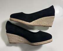 Black Closed Toe Espadrille Wedge Heels