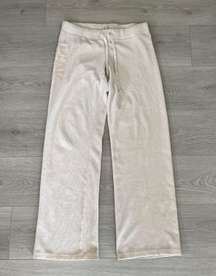 Beige Velour Sequined Track Pants Joggers Small