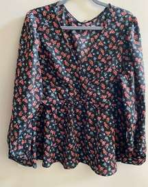 Sugar lips Floral Multi-Colored Peplum Style Top Size XL