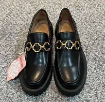 NWT SAM & LIBBY Dark Academia Chunky Lug Sole Vegan Leather Loafers Size 6