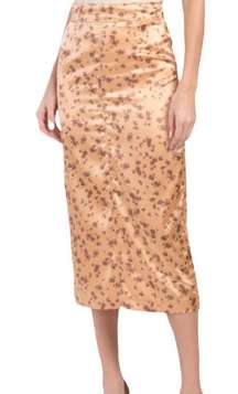 NWT Zara Printed Midi Skirt Floral Satin Silky Medium