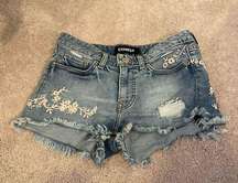 embroidered jean shorts