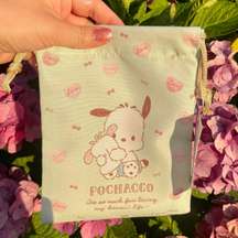 Sanrio Pochacco, Cinnamoroll Blue, Light Green Small Drawstring Bag