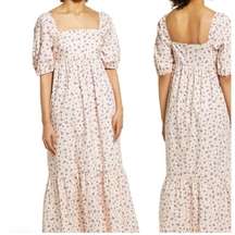 Fourteenth Place S Purple Floral Puff Sleeve Cottage Core Maxi Dress