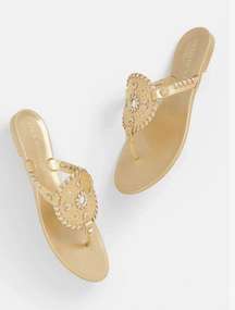 Jack Rogers Gold Jelly Sandals Flat PVC Thongs Flip Flops Georgica Sz 6 New