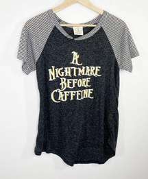 Daisy Rae A Nightmare Before Caffeine Grey T-Shirt Women's Size Small S NWT