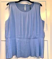 Calvin Klein sleeveless pleated blouse Light Blue XL NWT