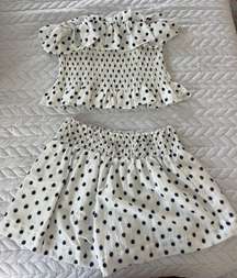 Boutique Navy And White Polka Dot Set