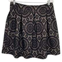 Tacera Black Lace Overlay Pleated Skirt