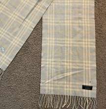 Burberry Vintage LAMBSWOOL Blue Nova Check Plaid Fringe Dress Scarf