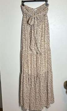 Flawless Brand NEW floral strapless smocked tie front tiered maxi dress medium