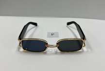 90s Gold Metal Black Sunglasses / Small Square Sunglasses