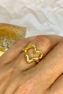 Stainless Steel 18K Gold Plated Love Heart Ring