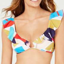 Raisins Women's Ruffle Strap South Pacific Palisades Halter Bikini Swim Top sz S