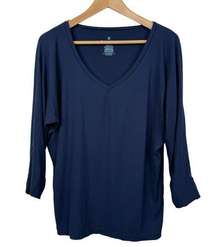 Tommy John Second Skin Micro Ribbed V Neck Navy Sleep Tee Size M