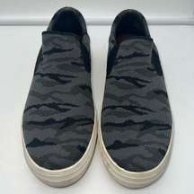 MIA Gray Camouflage Knit Stretch Slip on Platform Sneaker