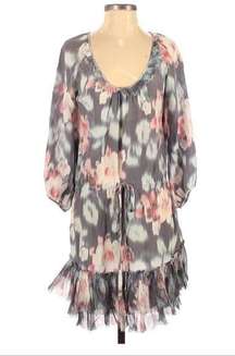 Rebecca Taylor • Mini Dress • Floral • Medium • Long Sleeve • 100 Silk • Size 8