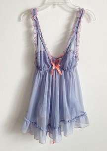 Victoria's Secret Size M Purple Pink Slip Dress Baby Doll Sleep Lingerie